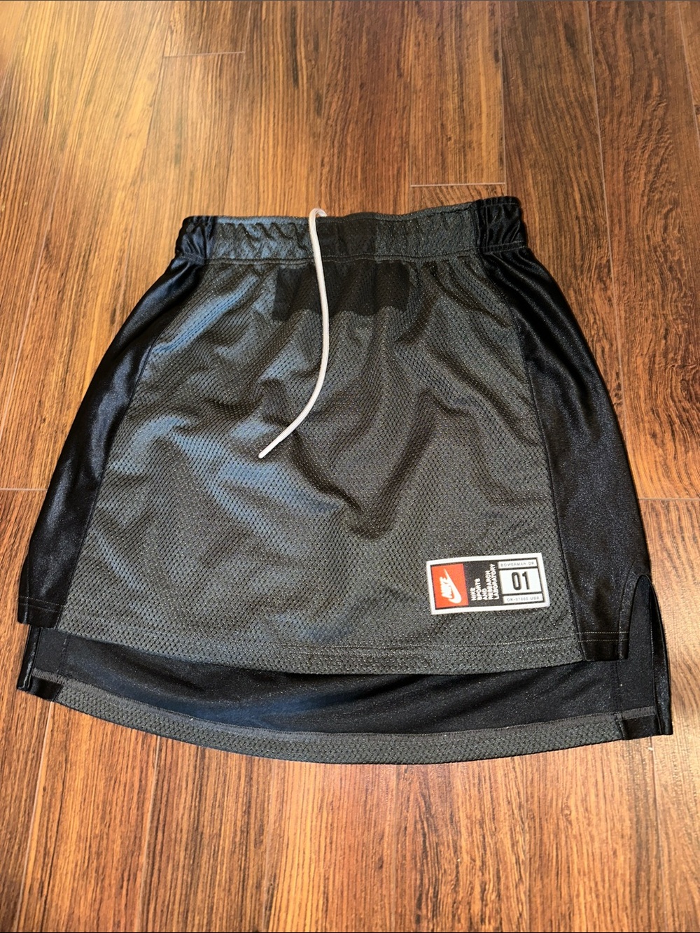 Nike RARE Black Mesh Athletic Skirt with White Drawstring